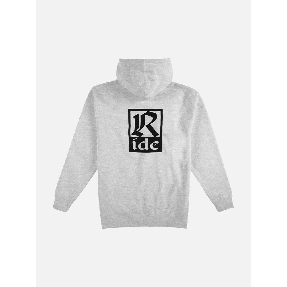 NWT‎ Ride Snowboards Old English Hoodie Heather Grey Large
